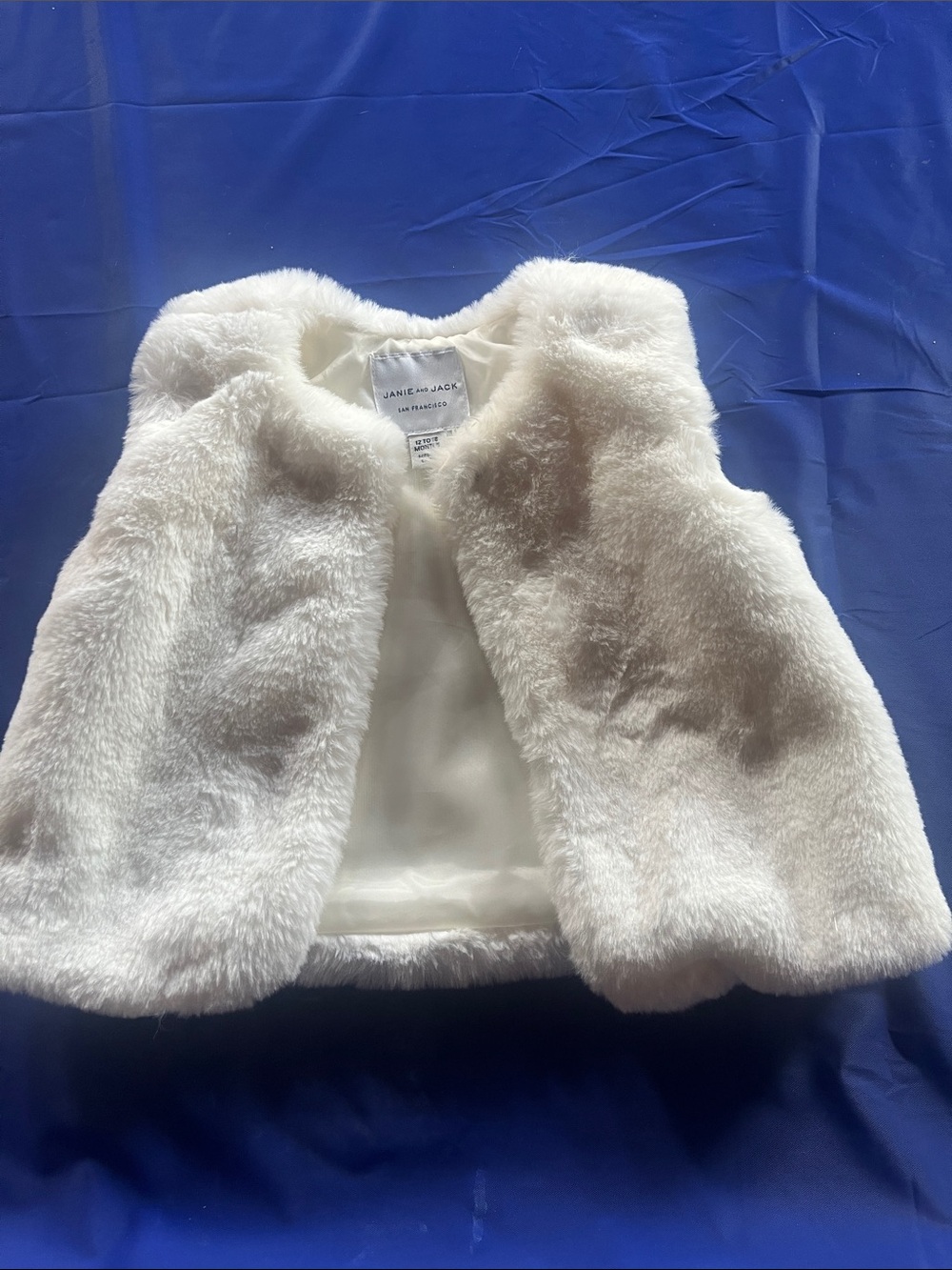Janie and Jack Cream Faux Fur Vest